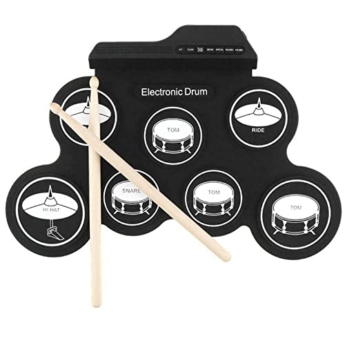 Elektronische Drum Set 7 Pads 5 Tunings 8 Demo -Songs 3 Rhythmen USB Roll Up Drum Practice Pad Tragbar von ZJchao