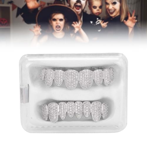 Grill Zähne, Zahnspange Zähne Hip Hop Teeth Grill Set Microset Diamond Braces Umweltfreundliche Messing Galvanik Grill Praktisch zu verwenden, perfekt für Halloween oder andere von ZJchao