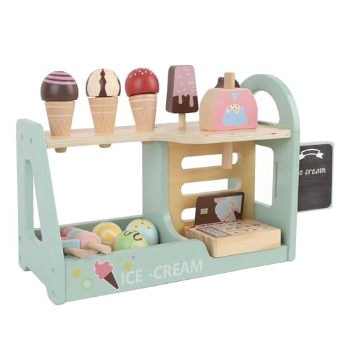 Holzspielzeug mit Holz, Spielen von Food Ice Cream Counter Shop für mit Bausteinen für das Spielen, Soziale Interaktion und Kooperatives Spiel mit Freunden und Familie von ZJchao