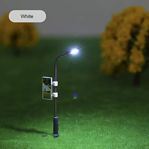 Modelllampenpfosten, LED Lampe Modell 20pcs Modell Railway Zug Lampe 1: 100 Skala Straßenlaterie Warm Weiße Modell Streetlichter 3V Zuglandschaft Miniaturzubehör Warm Weiß (Weiß von ZJchao