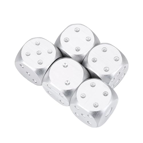 Poker Würfel, 5pcs Aluminiumlegierung Würfel -Tischspiel Pokerspiele Würfel Set Metal Dice Set mit Speicherbox 6 -Seiten -Würfel 6 -Seiten -Würfeln für Partyspiele (Quadrat) von ZJchao