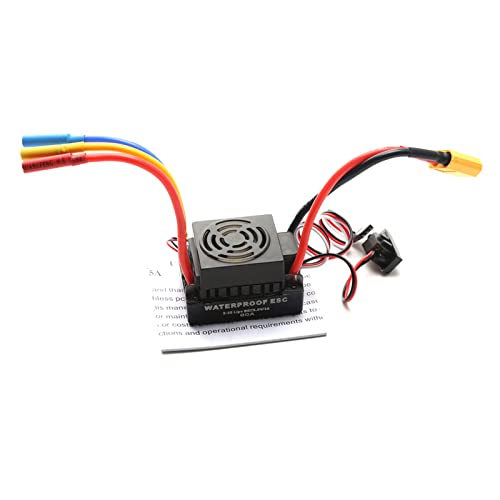 ZJchao 60A Bürstenloser ESC, Elektronischer Geschwindigkeitsregler, XT60-Stecker, 5,8 V, 3 A BEC für 1/10 RC-Car, Effizienter Lüfter, Hochleistungs-BEC, Automatische Erkennung von ZJchao