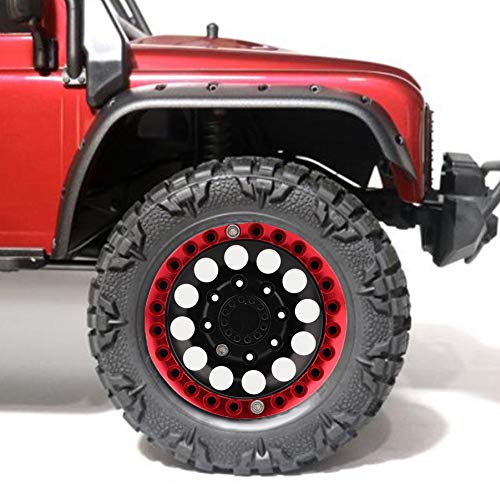 ZJchao Aluminium Beadlock Wheel Rims, SCX24 Felgen 4pcs 1,9in Aluminium Beadlock Wheel Rims Hubs 1,3 Aluminium Beadlock Wheels Rim RC Rad Hub für SCX10 1/10 RC Crawler Car (Schwarz Rot) von ZJchao