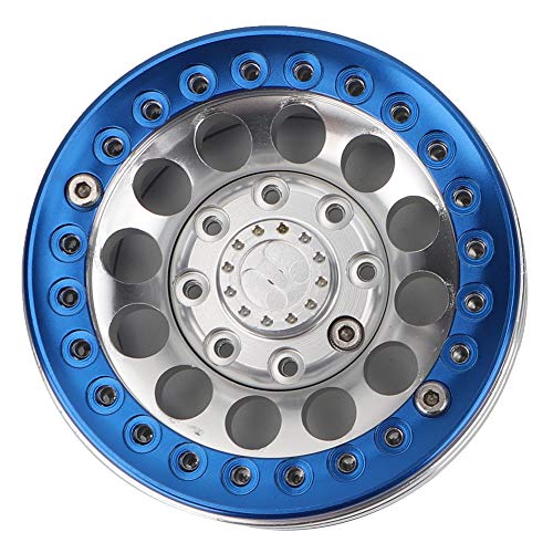 ZJchao Aluminium Beadlock Wheel Rims, SCX24 Felgen 4pcs 1,9in Aluminium Beadlock Wheel Rims Hubs 1,3 Aluminium Beadlock Wheels Rim RC Rad Hub für SCX10 1/10 RC Crawler Car (Silber Blau) von ZJchao