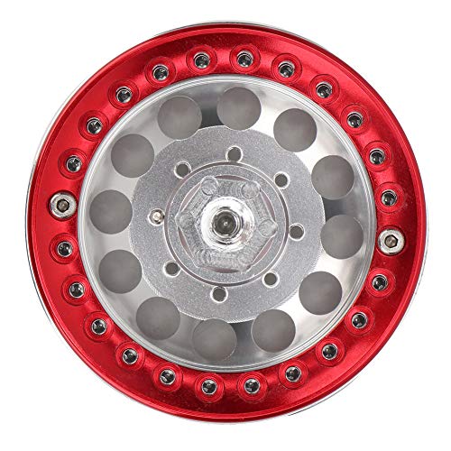 ZJchao Aluminium Beadlock Wheel Rims, SCX24 Felgen 4pcs 1,9in Aluminium Beadlock Wheel Rims Hubs 1,3 Aluminium Beadlock Wheels Rim RC Rad Hub für SCX10 1/10 RC Crawler Car (Silberrot) von ZJchao