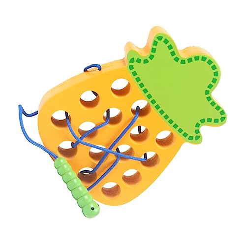 ZJchao Hölzernes Schnür-Fädelspielzeug, Montessori-Wurm Fressendes Obst-Reisespiel, Frühe Bildung (Ananas) von ZJchao