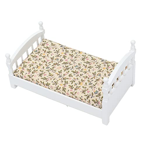 ZJchao Miniaturpuppenhausbett, 1: 12 Skala mit Matratze Dollhouse Schlafzimmer Möbelpuppenhaus Accessoires für Mädchen ZJchao Miniaturpuppenhausbett, 1: 12 Skala mit Matratze Dollhouse Schlafzimmer Möbelpuppenhaus Accessoires für Mädchen von ZJchao