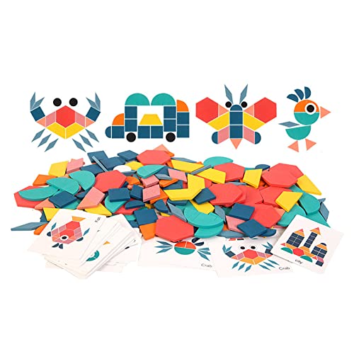 ZJchao Musterblöcke für Klassenzimmer, Tangram Puzzle Multiform Helle Farben Geometrische Formen Puzzle 180 Blätter Holzmusterblöcke Spielzeugform für 3 Bis 6 Jahre Alt ZJchao Musterblöcke für Klassenzimmer, Tangram Puzzle Multiform Helle Farben Geometrische Formen Puzzle 180 Blätter Holzmusterblöcke Spielzeugform für 3 Bis 6 Jahre Alt von ZJchao