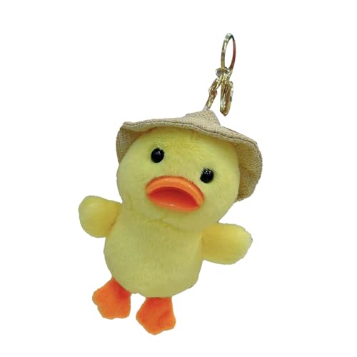 ZJchao Niedlicher Plüsch-Enten-Schlüsselanhänger, Weicher Stoffanhänger für Taschenrucksack mit Vielseitiger Dekoration, Ideale Geschenkidee (Hutstil mit Goldener Schnalle) von ZJchao