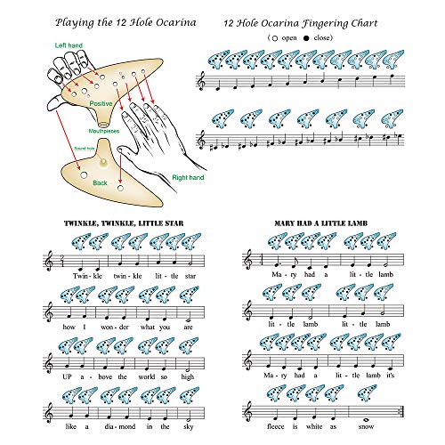 ZJchao Okarina, Musikinstrumente für Erwachsene, mit Hängendem Seil, Musikpartitur, 12-Loch-Alt-C-Dur-Okarina-Instrument für Anfänger von ZJchao