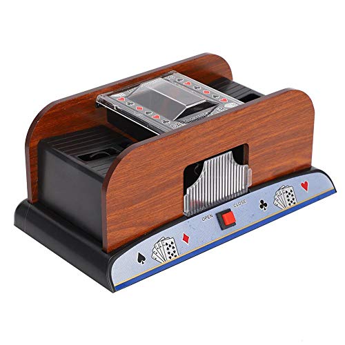 ZJchao Wood Automatic Playing Card Shuffler, geräuscharmer elektrischer Kartenmischer für Verschiedene Kartenspiele, batteriebetriebene Spielkarten-Shuffler-Maschine für 2-Deck-Poker von ZJchao