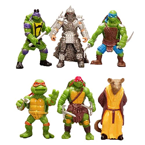 ZKTSRY Anime Action Turtles Minifiguren – 6 Stück Ninja Thema Schildkröten Set, Cartoons Geburtstag Kuchen Dekoration, Actionfiguren Themenparty Supplies von ZKTSRY