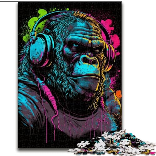 Puzzle für Erwachsene, 1000-teiliges Kopfhörer-Gorilla-Puzzle für Erwachsene, Größe 50x75cm, kreatives Familienspiel und Heimdekoration, Teenager Puzzle für Erwachsene, 1000-teiliges Kopfhörer-Gorilla-Puzzle für Erwachsene, Größe 50x75cm, kreatives Familienspiel und Heimdekoration, Teenager von ZKYUBEK