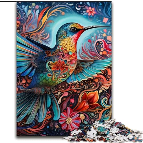 Puzzle für Erwachsene mit 1000 Teilen, Psychedelischer Kolibri, Größe 26x38cm, ideal für Teenager und Sammler, Reisegeschenk, Familienaktivität Puzzle für Erwachsene mit 1000 Teilen, Psychedelischer Kolibri, Größe 26x38cm, ideal für Teenager und Sammler, Reisegeschenk, Familienaktivität von ZKYUBEK