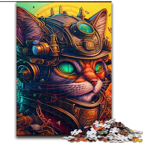 Puzzle mit 1000 Teilen, Steampunk-Katze, unmögliches Puzzle für Erwachsene, Größe 26x38cm, anspruchsvolles Denkspiel, Familienaktivität, Heimdekoration Puzzle mit 1000 Teilen, Steampunk-Katze, unmögliches Puzzle für Erwachsene, Größe 26x38cm, anspruchsvolles Denkspiel, Familienaktivität, Heimdekoration von ZKYUBEK