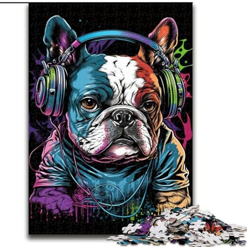 Puzzle mit 1000 Teilen für Erwachsene, Kopfhörer-Bulldoggen-Puzzle, Größe 50x75cm, für Feiertage, Geburtstage und Spieleabende mit der Familie Puzzle mit 1000 Teilen für Erwachsene, Kopfhörer-Bulldoggen-Puzzle, Größe 50x75cm, für Feiertage, Geburtstage und Spieleabende mit der Familie von ZKYUBEK