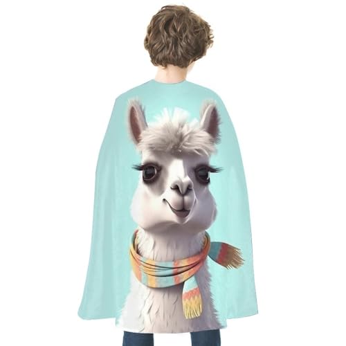 ZLFDSKGY Lustiger Cartoon-Llama-bedruckter Halloween-Umhang, doppelseitig, Cosplay-Kostüme, Umhang für Urlaub, Party, Abendparty, Damen und Herren von ZLFDSKGY