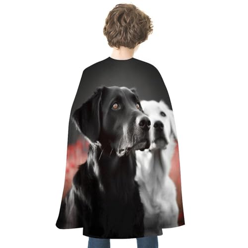 ZLFDSKGY Schwarz-weißer Hunde-Druck, doppelseitig, Cosplay-Kostüme, Umhang für Urlaub, Party, Abendparty, Damen und Herren von ZLFDSKGY