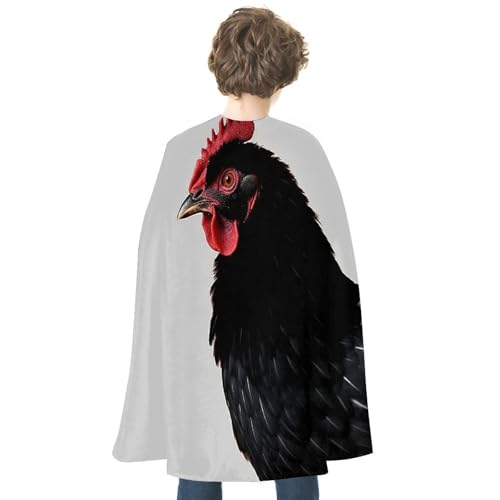 ZLFDSKGY Schwarzes Huhn bedrucktes Halloween-Umhang, doppelseitig, Cosplay-Kostüme, Umhang für Urlaub, Party, Abendparty, Damen und Herren von ZLFDSKGY