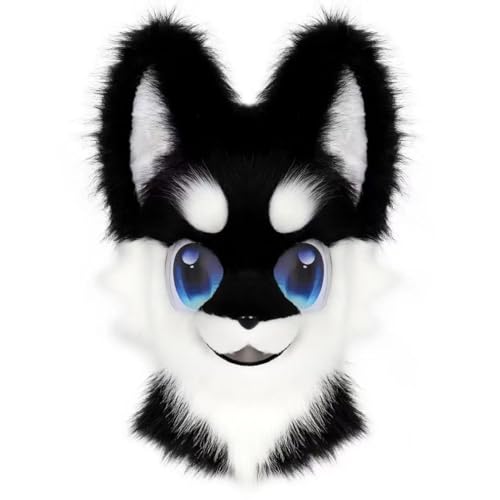 Tierische pelzige Fursuit-Kopfmaske, Plüsch-Katzen-Fuchs-Maske, Kostüm-Requisiten for Halloween, Cosplay-Party(D) von ZLJLYP