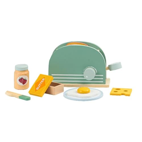 Holz Pop-up Toaster Spielzeug Spielküche Kinderküche Zubehör mit Brotscheiben Butter von ZLLkeji