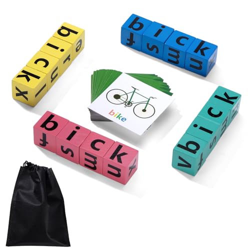 Englisch Rechtschreibspiel Buchstaben Lernen Spiele Ab 3-10 Jahre Montessori Spielzeug Lernspielzeug mit Lernkarten & Holzbuchstaben Alphabet Lesen für Kleinkinder Jungen Mädchen von ZLLkeji