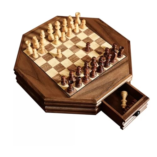 Magnetisches Schachspiel aus Holz mit 2 integrierten Schubladen für Turnier-spezifisches Anfänger-Schach-Set von ZLSNOBLE