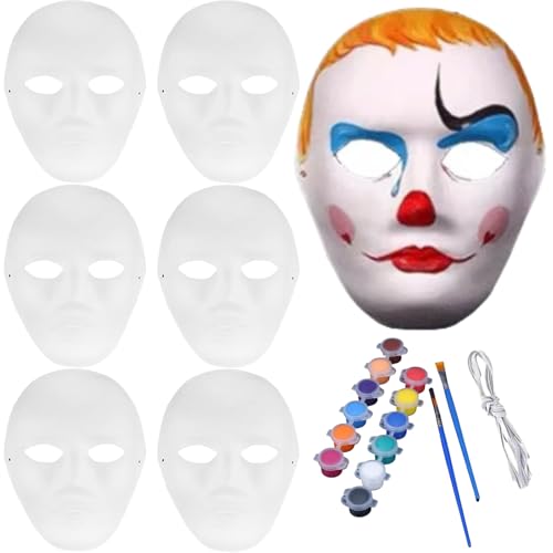 ZLXFT Máscaras de Papel para Pintar Carnaval, Maske Weiß,6pcs DIY Weiße Papier Maske,Theathermaske zum Bemalen,Maskerade Masken,Überstreichbare Papiermasken von ZLXFT