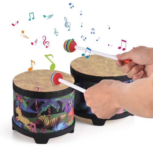 5 Zoll und 6 Zoll Bongo Drum Set Percussion Floor Drum mit 2 MALTets Ideal Weihnachten und Geburtstag für Musikliebhaber Kinder und Erwachsene von ZLXHDL