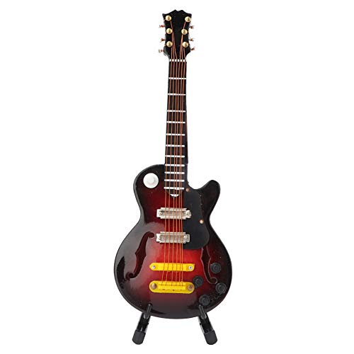 Miniatur Gitarre aus Holz, Mini E-Gitarre, 5.51 inc Miniatur akustik Gitarre Modell mit Stand und Paket für Mini-Musikraum Zubehör Modell Heim Dekoration von ZLXHDL