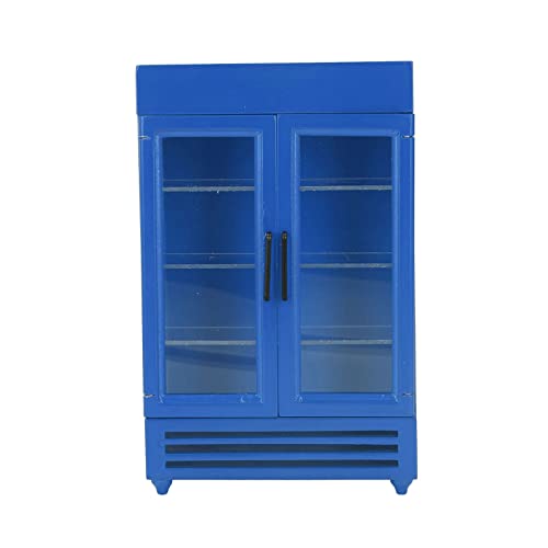 Puppenhausmöbel, Mini-Küchen-Gefrierschrank aus Birkenholz, Puppenhaus-Kühlschrank aus Holz, leichtes Zubehör für Puppenhäuser im Maßstab 1:12, schöne Geschenkoption (Blue) von ZLXHDL