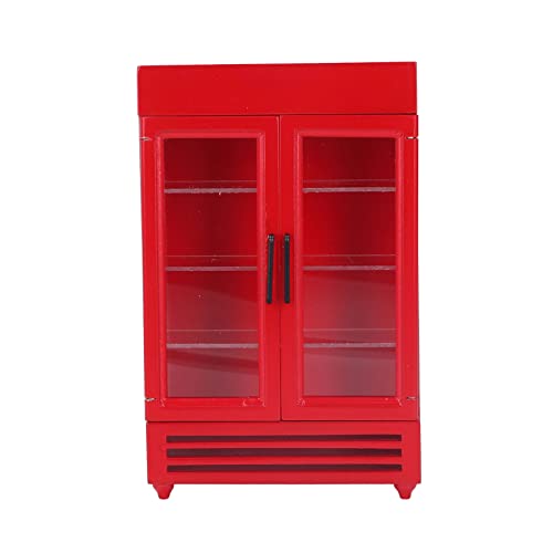 Puppenhausmöbel, Mini-Küchen-Gefrierschrank aus Birkenholz, Puppenhaus-Kühlschrank aus Holz, leichtes Zubehör für Puppenhäuser im Maßstab 1:12, schöne Geschenkoption (Red) von ZLXHDL