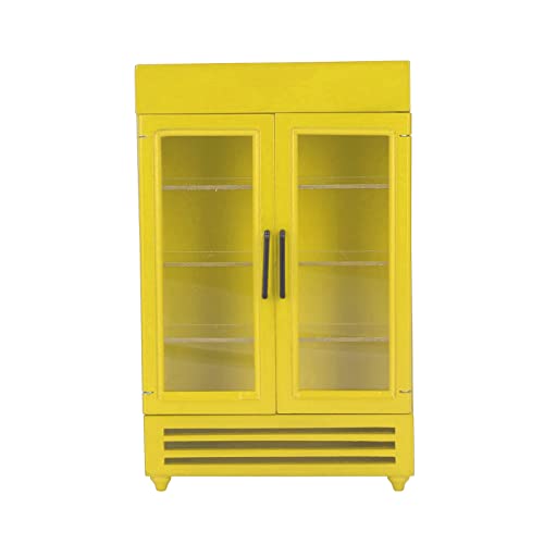 Puppenhausmöbel, Mini-Küchen-Gefrierschrank aus Birkenholz, Puppenhaus-Kühlschrank aus Holz, leichtes Zubehör für Puppenhäuser im Maßstab 1:12, schöne Geschenkoption (Yellow) von ZLXHDL