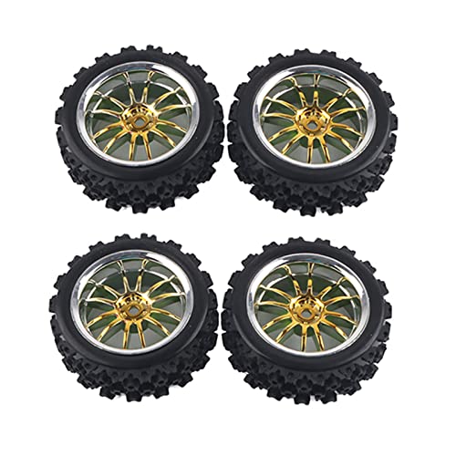 RC-Reifen, RC-Räder, 1/10 Off-Road-Reifen, RC-Rennwagenreifen, Racing-Offroad-Fahrzeugreifen, Gummireifen-Radzubehör Für Traxxas Slash-Reifen(Gold) von ZLXHDL