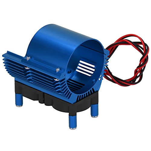 ZLXHDL RC-Car-Motor-Kühlkörper, Kühlkörper-Kühlabdeckung aus Aluminiumlegierung Mit Doppellüfter Für 1/8 1/10 Ferngesteuerte Autos 40-43 Mm Motor(Blau) von ZLXHDL