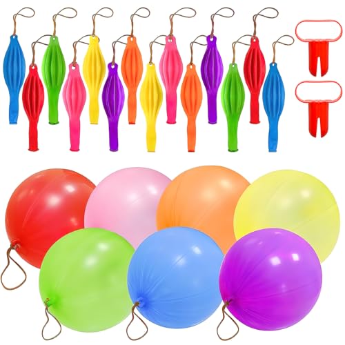 ZMDMAH 30 Stück Punch Luftballons mit 2 Knotern, 40 cm Robuste Perforierte Ballons, Stanzballons, Punch-Ballons für Kinder Geburtstag Spiel Partyzubehör Kindergeburtstage Hochzeiten Kinderpartys von ZMDMAH