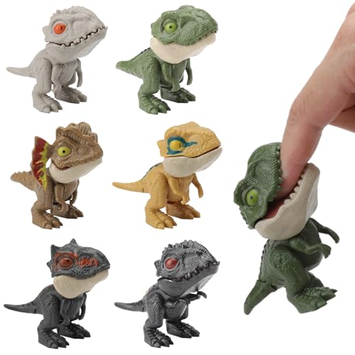 ZMDMAH 6 Stück Dinosaurier Spielzeug, Dinosaurier Finger Spielzeug, Dino Spielzeug, Mini Dinosaurier Figuren, Kleine Dinosaurier Figuren, Dinosaurier Set für Kinder, Jungen und Mädchen von ZMDMAH