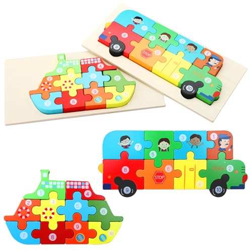ZMDMAH Holzpuzzle Spielzeug, 2 Stück Montessori Spielzeug Puzzle, Holzpuzzle ab 3 4 5 6 Jahren, 3D Kreativ Lernspielzeug für Kinder, Lernendes pädagogisches Baby Puzzle, Geschenk für Jungen Mädchen ZMDMAH Holzpuzzle Spielzeug, 2 Stück Montessori Spielzeug Puzzle, Holzpuzzle ab 3 4 5 6 Jahren, 3D Kreativ Lernspielzeug für Kinder, Lernendes pädagogisches Baby Puzzle, Geschenk für Jungen Mädchen von ZMDMAH