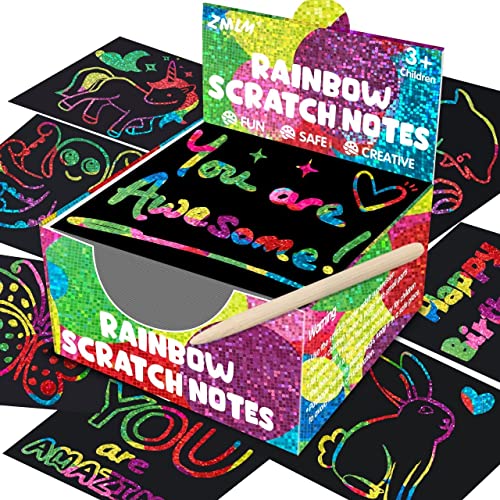 ZMLM Kratzbilder für Kinder, 165 Kratzpapier für Erwachsene DIY Kindergeburtstag Scratch Art Craft Supplies Kit Geburtstagsgeschenk Spielzeug von ZMLM