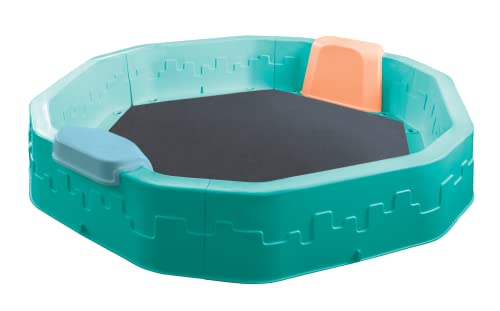 Robuster Kindersandkasten aus Polypropylen mit Zwei bequemen Sitzen | Der Sandkasten ist das ideale Kinderspielzeug für Terrasse und Garten | Maße 150x150x25 cm (Türkis) von ZMMMAXPOL