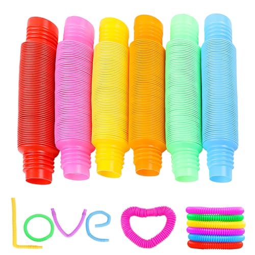 20 Stück Mini Pop Röhren Röhren Sensorik Spielzeug Bunt Stretchrohr-Sensorik Spielzeug Pop Tubes Anschließbar Sensorisches Rohr Lernspielzeug für Stress and Anxiety Relief für Kinder und Erwachsene von ZMNVHJ