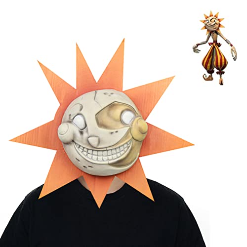 ZMOO FNAF Security Breach Sundrop Moondrop Maske, Sonne und Mond Clown Maske, Latex Horror Game Cosplay Prop Halloween Kostüm, 52-60 cm von ZMOO