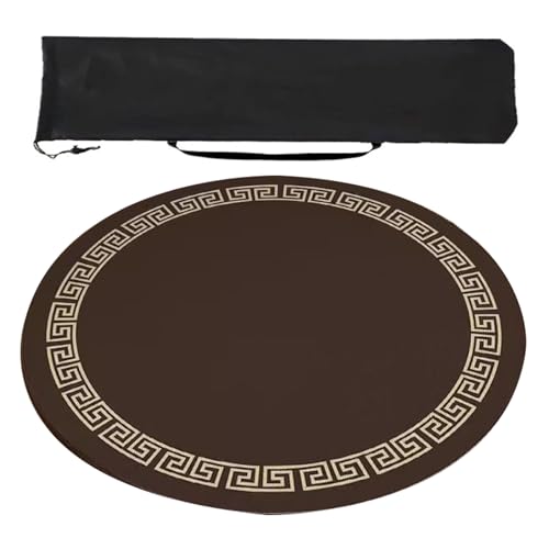 ZNQNDSR Kristall-Samt-Mahjong-Matte, Mahjong-Tischmatte für Mahjong-Poker, mit Aufbewahrungstasche(Brown 2,Diameter 23.6in) von ZNQNDSR