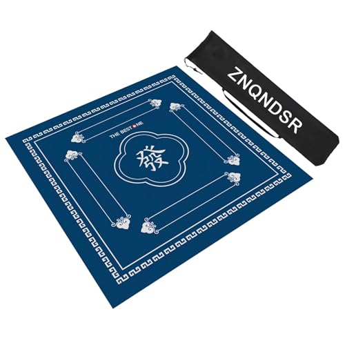 ZNQNDSR Mahjong-Matte Mit Aufbewahrungstasche, Mit Kristallsamt Verdickte Mahjong-Tischmatte, rutschfeste Spielmatte Für Mahjon Poker(Blue,90cm/35in) von ZNQNDSR