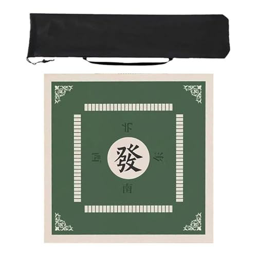 ZNQNDSR Mahjong-Matte Mit Aufbewahrungstasche, rutschfeste Und Verschleißfeste Mahjong-Tischmatte, Geeignet Für Mahjong-Spielkarten(Green 1,39.3inx39.3in) von ZNQNDSR