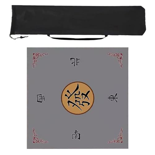 ZNQNDSR Mahjong-Matte mit Aufbewahrungstasche, Kristall-Samt-Mahjong-Tischmatte, Heim-Mahjong-Pokerspiel-Tischmatte(Gray,23.6in) von ZNQNDSR