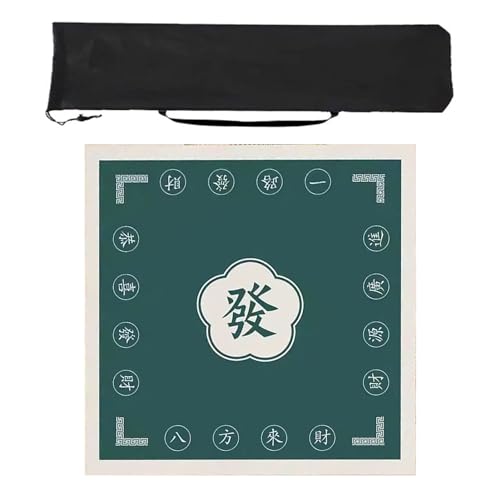 ZNQNDSR Mahjong-Matte mit Aufbewahrungstasche, quadratische rutschfeste, verschleißfeste Mahjong-Tischmatte, geeignet für Mahjong-Tisch(Green 3,37.4inx37.4in) von ZNQNDSR