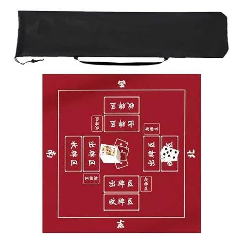 ZNQNDSR Mahjong-Matten mit Aufbewahrungstasche, Dicke Mahjong-Tischmatte, rutschfest, Geräuschreduzierung, Abriebfestigkeit, für Mahjon-Poker(Style 4,31.4inx31.4in) von ZNQNDSR