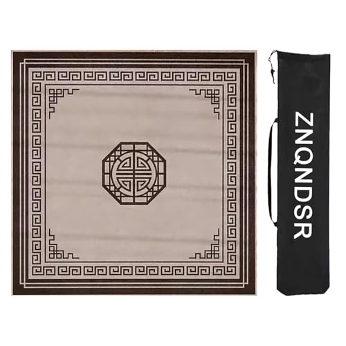 ZNQNDSR Mahjong-Spielmatte Mit Aufbewahrungstasche, Quadratische Mahjong-Tischdecke, rutschfeste Mahjong-Matte Für Mahjong-Kartenspiele(Beige,85cm/33in) von ZNQNDSR