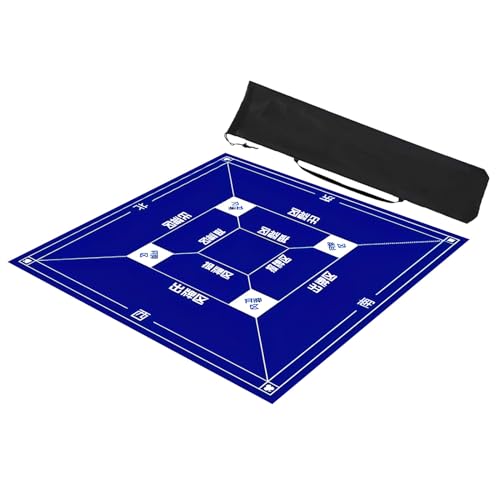 ZNQNDSR Mahjong-Spielmatte mit Aufbewahrungstasche, rutschfeste, Geräuschreduzierende Große Mahjong-Matte, Mahjong-Matte für Mahjong-Poker-Kartenspiele(Blue,33x33in) von ZNQNDSR